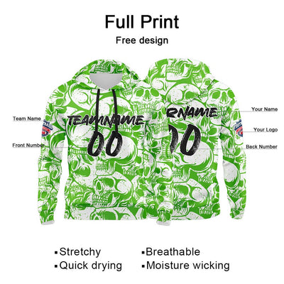 Custom Sweatshirt Hoodie For Man Woman Girl Boy Print Your Logo Name Number Green&White