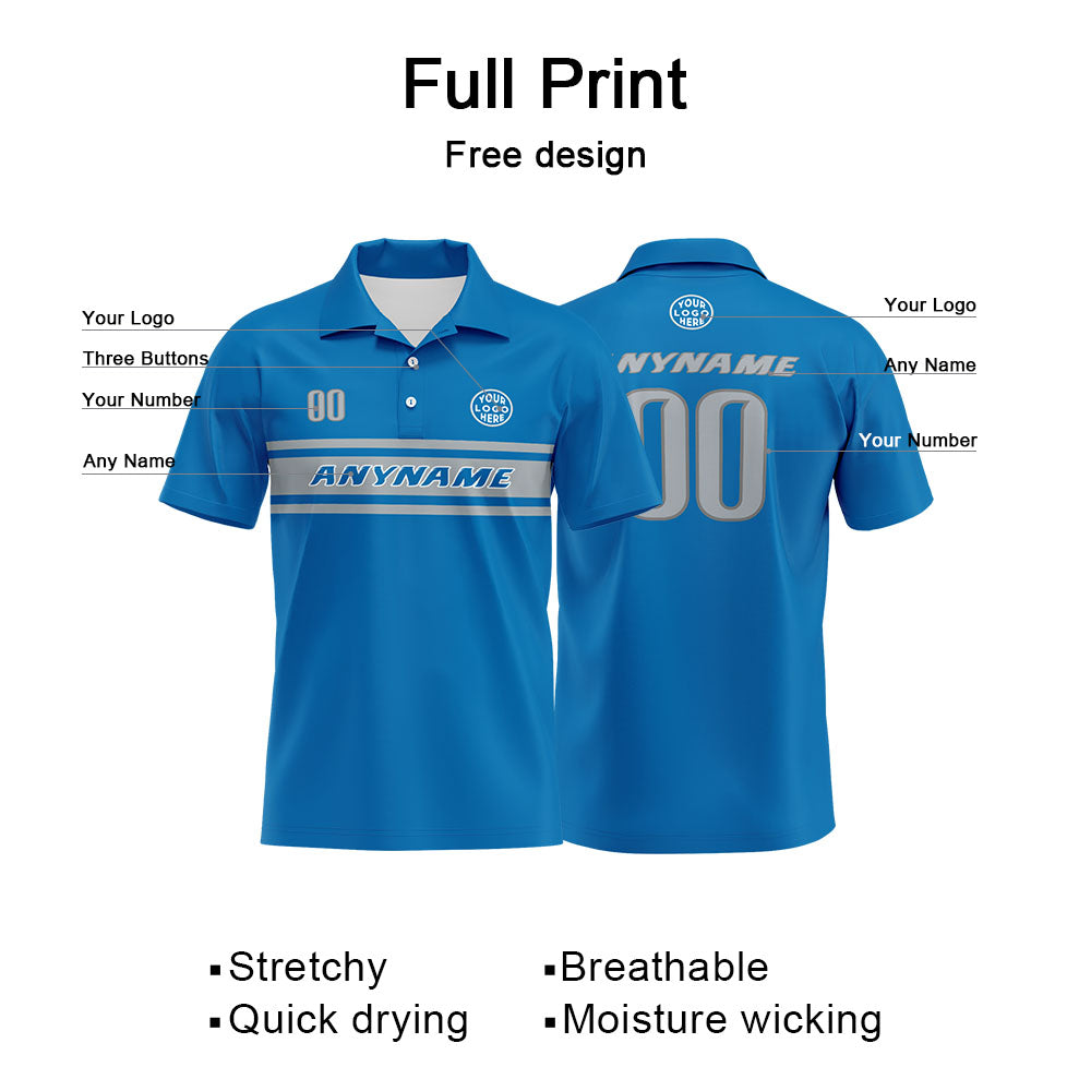 Custom Football Polo Shirts  for Men, Women, and Kids Add Your Unique Logo&Text&Number Detroit