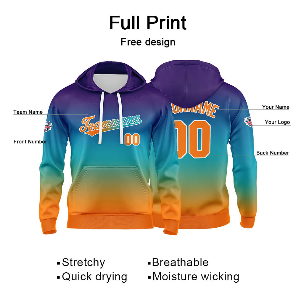 Custom Sweatshirt Hoodie For Man Woman Girl Boy Print Your Logo Name Number Pale Blue Orange