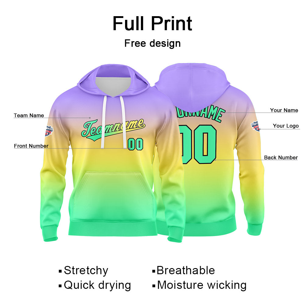 Custom Sweatshirt Hoodie For Man Woman Girl Boy Print Your Logo Name Number Reddish Yellowish Green
