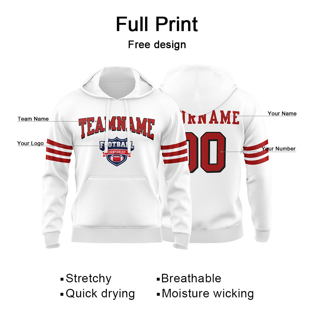 Custom Sweatshirt Hoodie For Men Women Girl Boy Print Your Logo Name Number White&Red&Black