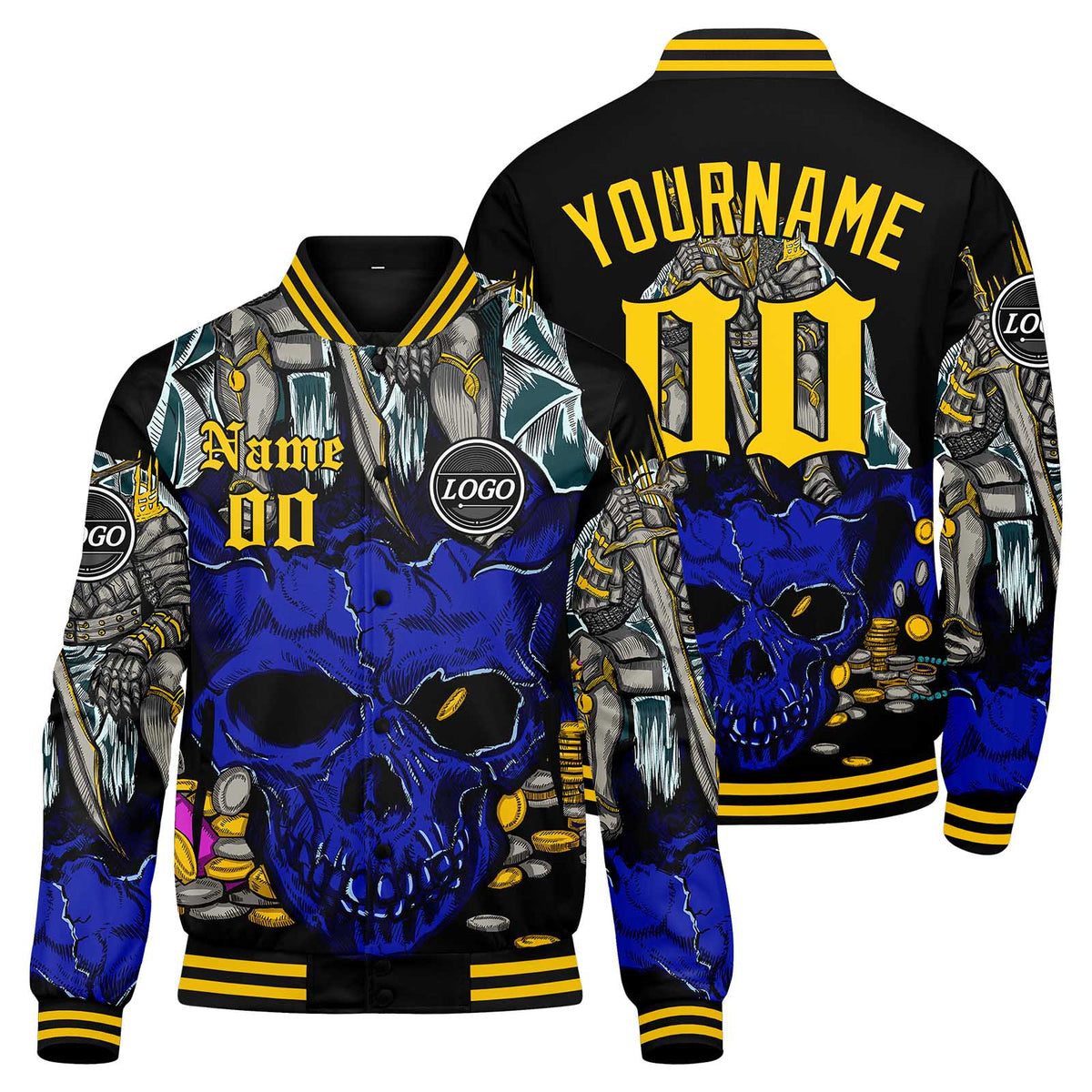 Custom Varsity Jacket Letterman Jacket For Men, Women And Youth Royal Yellow