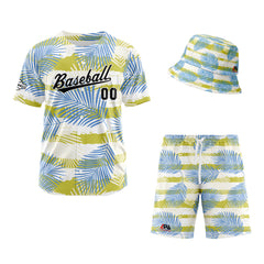 Custom Hawaiian Baseball Jersey and Shorts Set 2 Pieces Print Beach Suit with adults and kid for Bucket Hats