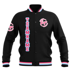 Custom Black Pink Light Blue  Waterproof Varsity Jackets Personalized Stitched Name Number Logo to Letterman Jackets