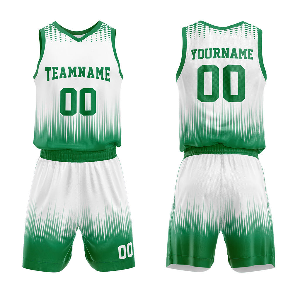 Custom White-Green Basketball Jersey for man women uniform Suit Kids Adults Personalized Jersey