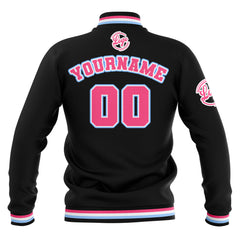 Custom Black Pink Light Blue  Waterproof Varsity Jackets Personalized Stitched Name Number Logo to Letterman Jackets