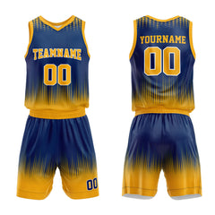 Custom Navy-Yellow Basketball Jersey for man women uniform Suit Kids Adults Personalized Jersey