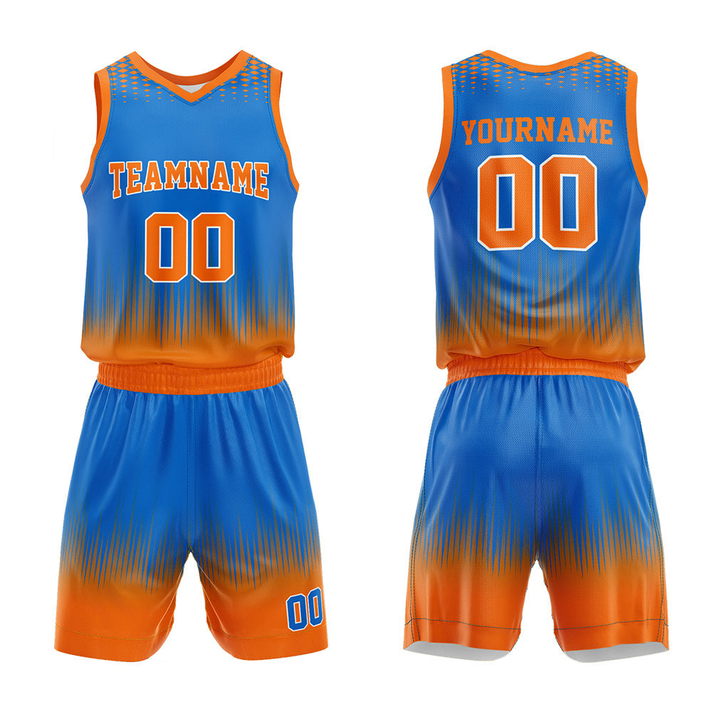 Custom Blue-Orange Basketball Jersey for man women uniform Suit Kids Adults Personalized Jersey