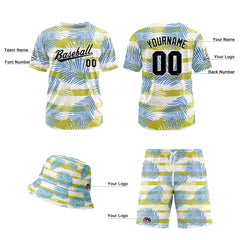 Custom Hawaiian Baseball Jersey and Shorts Set 2 Pieces Print Beach Suit with adults and kid for Bucket Hats