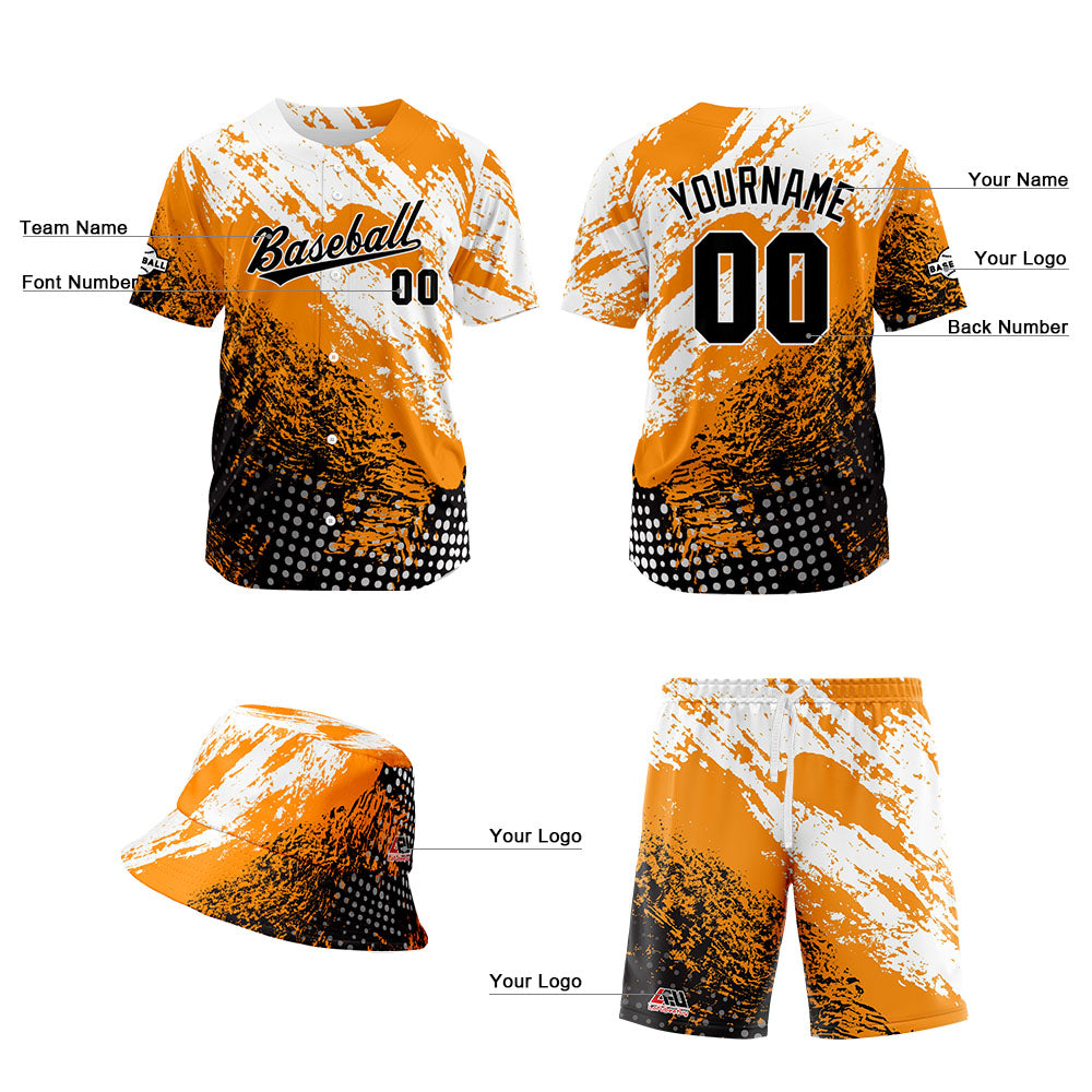 Custom Hawaiian Baseball Jersey and Shorts Set 2 Pieces Print Beach Suit with adults and kid for Bucket Hats