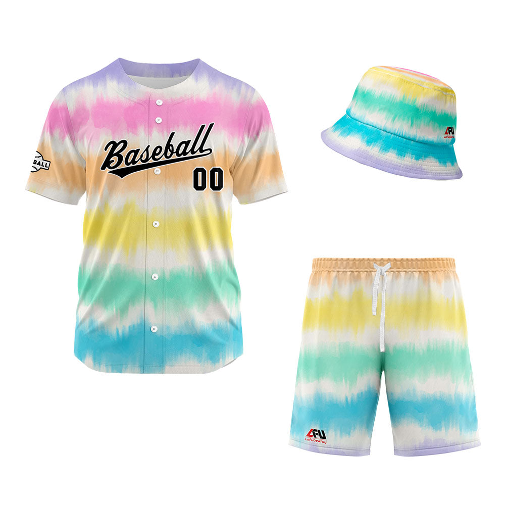 Custom Hawaiian Baseball Jersey and Shorts Set 2 Pieces Print Beach Suit with adults and kid for Bucket Hats