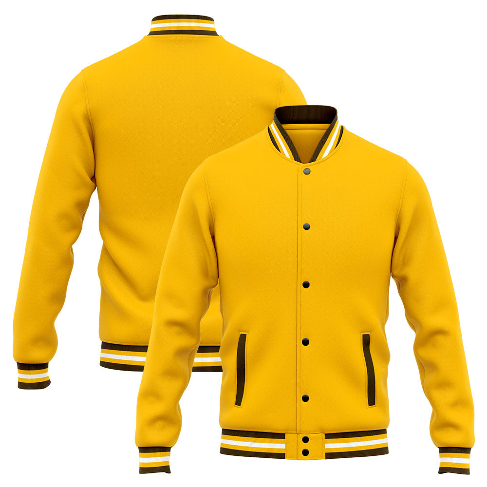 Custom Varsity Jacket Letterman Jacket For Men, Women And Youth Brown Yellow