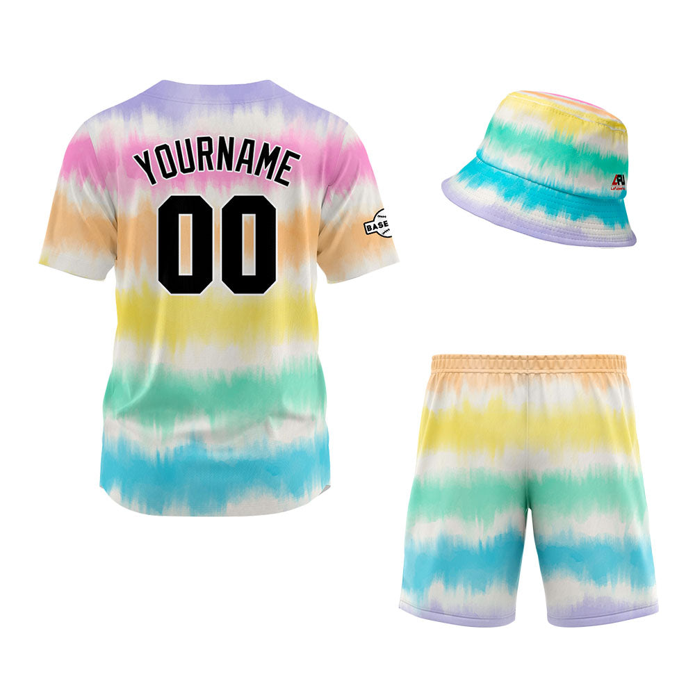 Custom Hawaiian Baseball Jersey and Shorts Set 2 Pieces Print Beach Suit with adults and kid for Bucket Hats