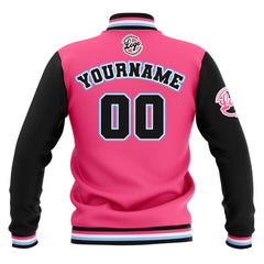 Custom Black Pink Light Blue  Waterproof Varsity Jackets Personalized Stitched Name Number Logo to Letterman Jackets