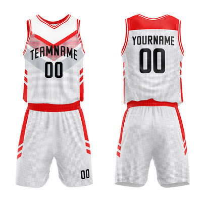 Custom White-Red Basketball Jersey for man women uniform Suit Kids Adults Personalized Jersey