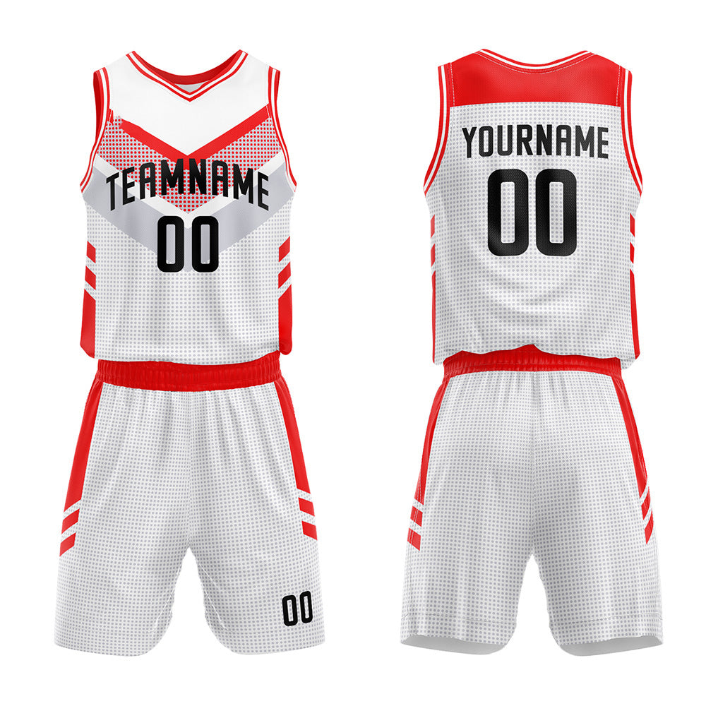 Custom White-Red Basketball Jersey for man women uniform Suit Kids Adults Personalized Jersey