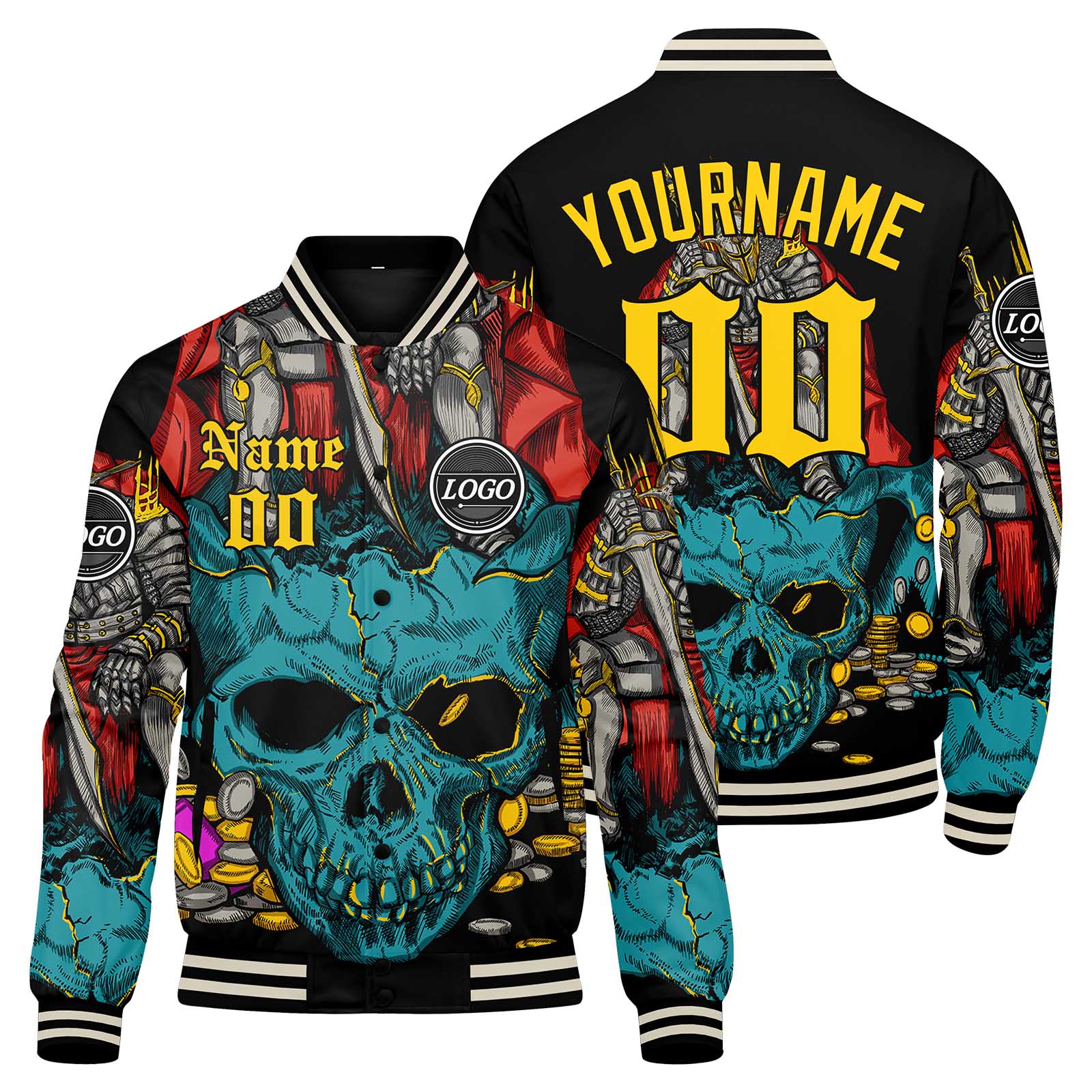 Custom Varsity Jacket Letterman Jacket For Men, Women And Youth Teal Yellow