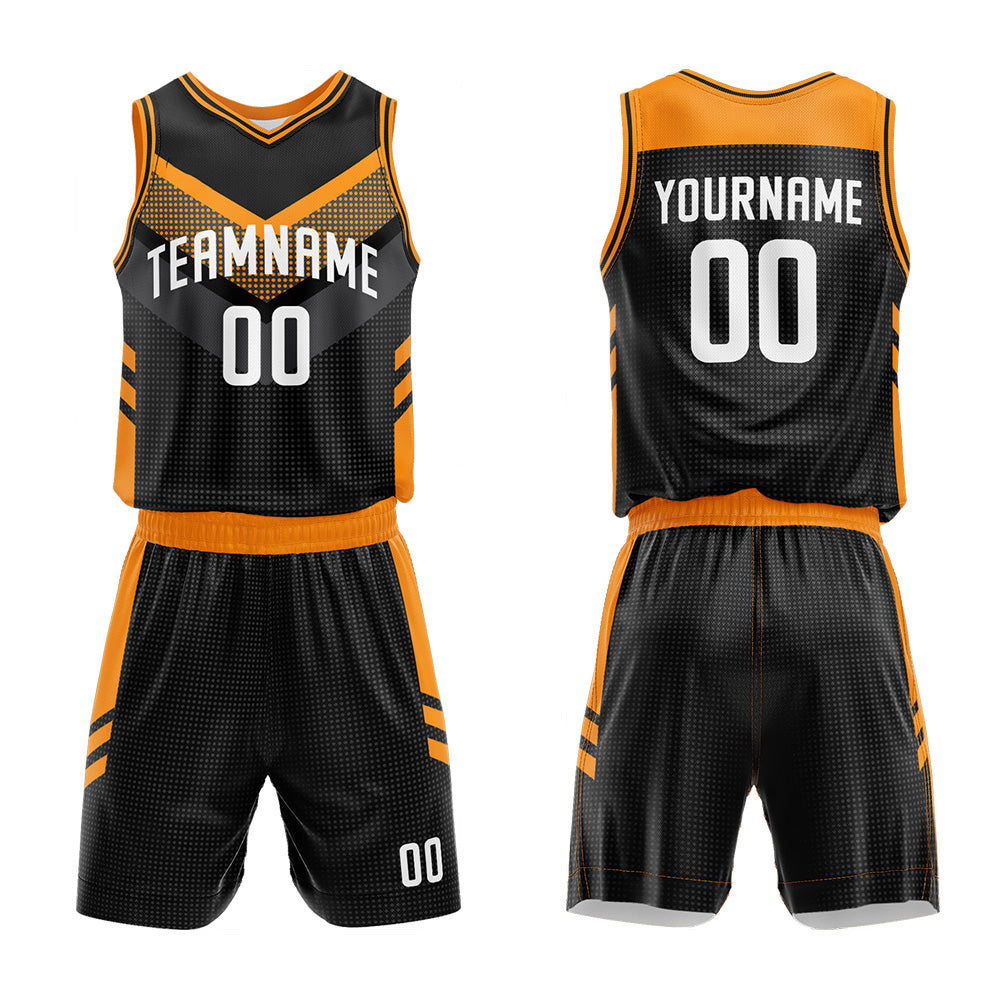 Custom Black-Orange Basketball Jersey for man women uniform Suit Kids Adults Personalized Jersey