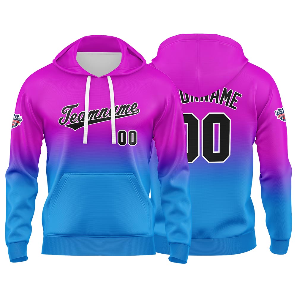 Custom Gradient Hoodie For Man Woman Girl Boy Print Your Logo Name Number Pink Purple Blue