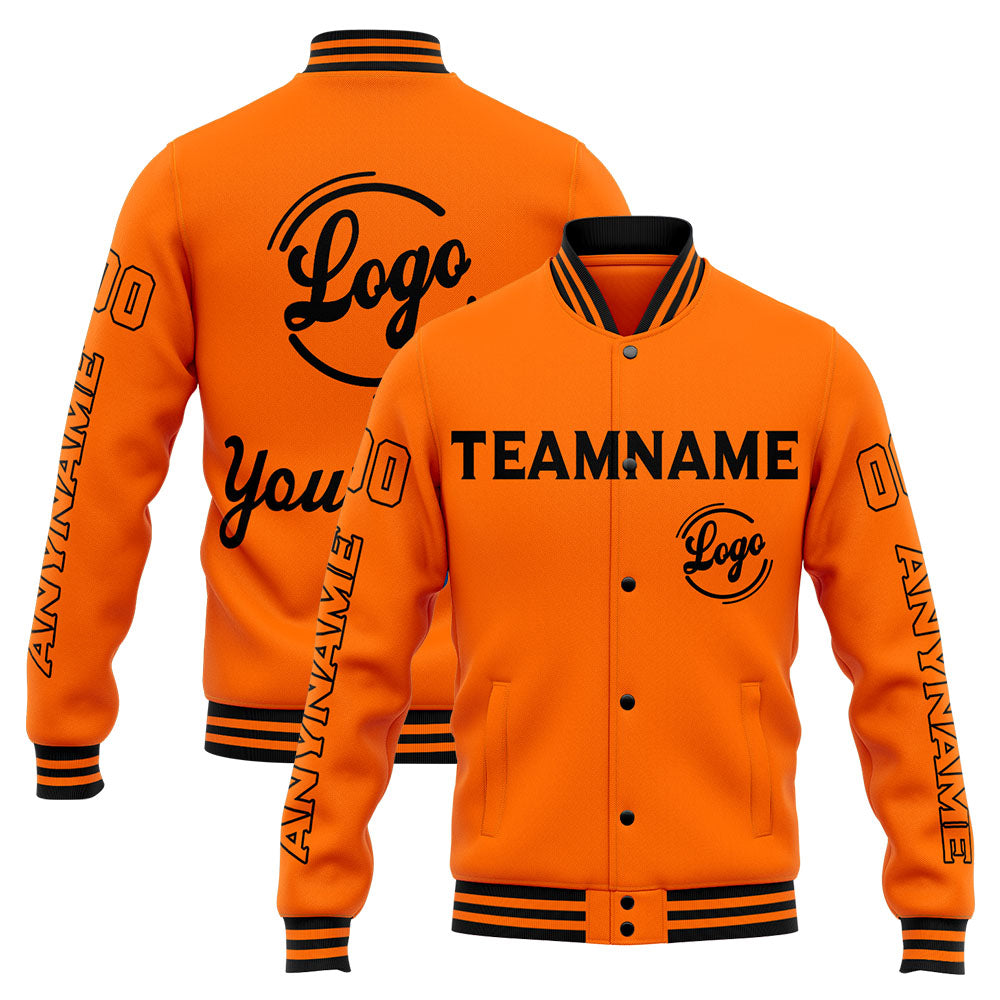 Custom Varsity Jacket Letterman Jacket For Men, Women And Youth Orange