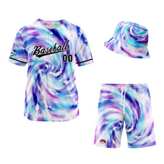 Custom Hawaiian Baseball Jersey and Shorts Set 2 Pieces Print Beach Suit with adults and kid for Bucket Hats