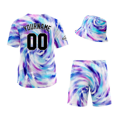 Custom Hawaiian Baseball Jersey and Shorts Set 2 Pieces Print Beach Suit with adults and kid for Bucket Hats