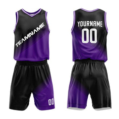 Custom Black-Purple Basketball Jersey for man women uniform Suit Kids Adults Personalized Jersey