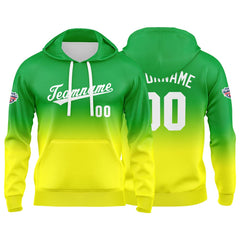 Custom Gradient Hoodie For Man Woman Girl Boy Print Your Logo Name Number Green Yellow