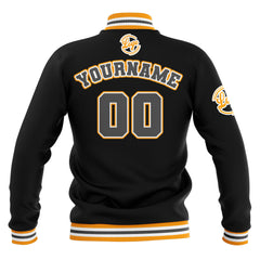 Custom Black Yellow Grey Waterproof Varsity Jackets Personalized Stitched Name Number Logo to Letterman Jackets