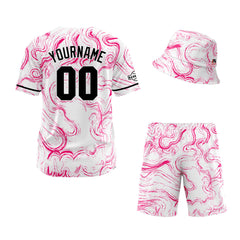 Custom Hawaiian Baseball Jersey and Shorts Set 2 Pieces Print Beach Suit with adults and kid for Bucket Hats