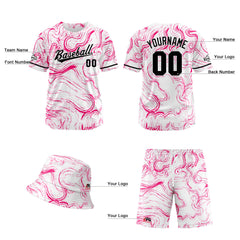 Custom Hawaiian Baseball Jersey and Shorts Set 2 Pieces Print Beach Suit with adults and kid for Bucket Hats