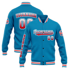 Custom Varsity Jacket Letterman Jacket For Men, Women And Youth Blue Red