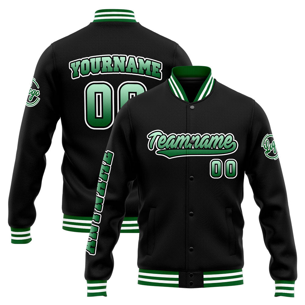 Custom Varsity Jacket Letterman Jacket For Men, Women And Youth Green Black White