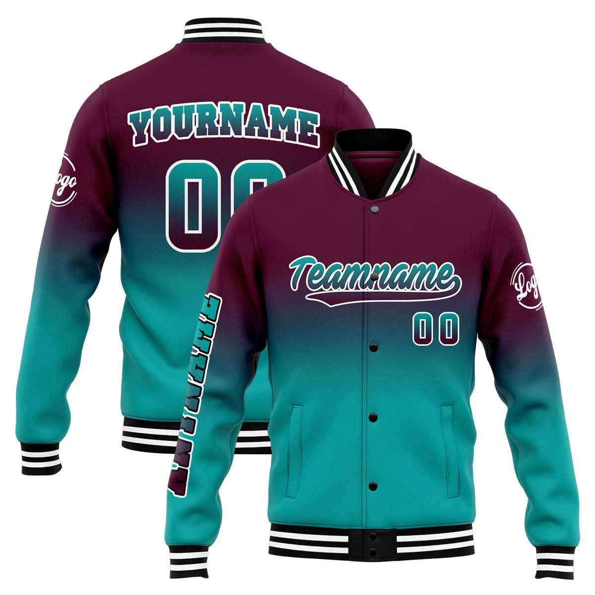 Custom Varsity Jacket Letterman Jacket For Men, Women And Youth Burgundy&Teal