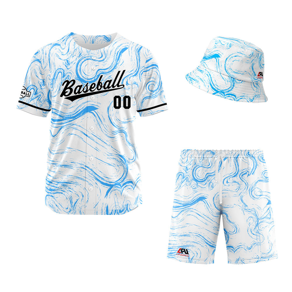 Custom Hawaiian Baseball Jersey and Shorts Set 2 Pieces Print Beach Suit with adults and kid for Bucket Hats