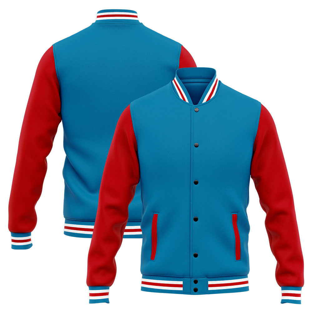 Custom Varsity Jacket Letterman Jacket For Men, Women And Youth Blue Red