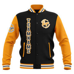 Custom Black Yellow Grey Waterproof Varsity Jackets Personalized Stitched Name Number Logo to Letterman Jackets