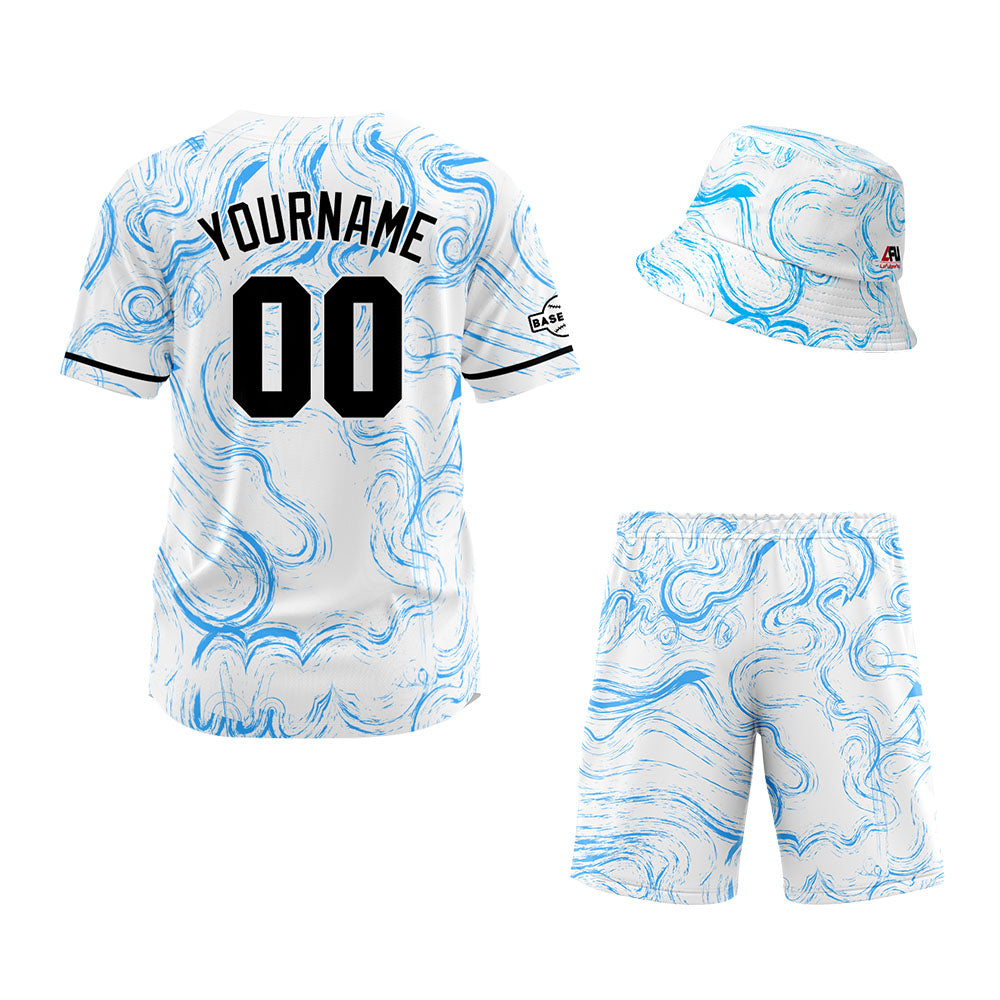 Custom Hawaiian Baseball Jersey and Shorts Set 2 Pieces Print Beach Suit with adults and kid for Bucket Hats