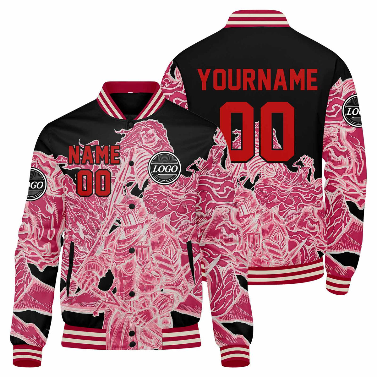 Custom Varsity Jacket Letterman Jacket For Men, Women And Youth Pink