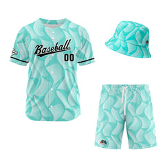 Custom Hawaiian Baseball Jersey and Shorts Set 2 Pieces Print Beach Suit with adults and kid for Bucket Hats