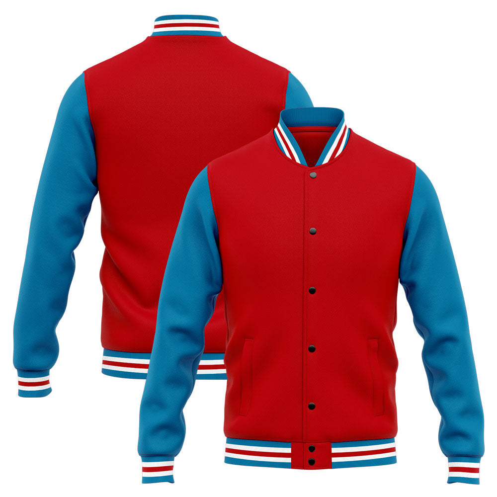 Custom Varsity Jacket Letterman Jacket For Men, Women And Youth Blue Red