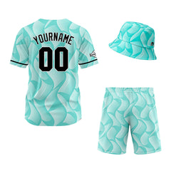 Custom Hawaiian Baseball Jersey and Shorts Set 2 Pieces Print Beach Suit with adults and kid for Bucket Hats