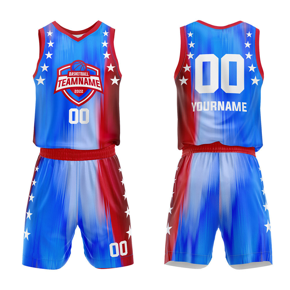 Custom Blue-Red Basketball Jersey for man women uniform Suit Kids Adults Personalized Jersey