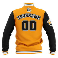 Custom Black Yellow Grey Waterproof Varsity Jackets Personalized Stitched Name Number Logo to Letterman Jackets