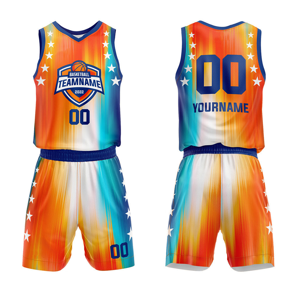 Custom Orange-Blue Basketball Jersey for man women uniform Suit Kids Adults Personalized Jersey