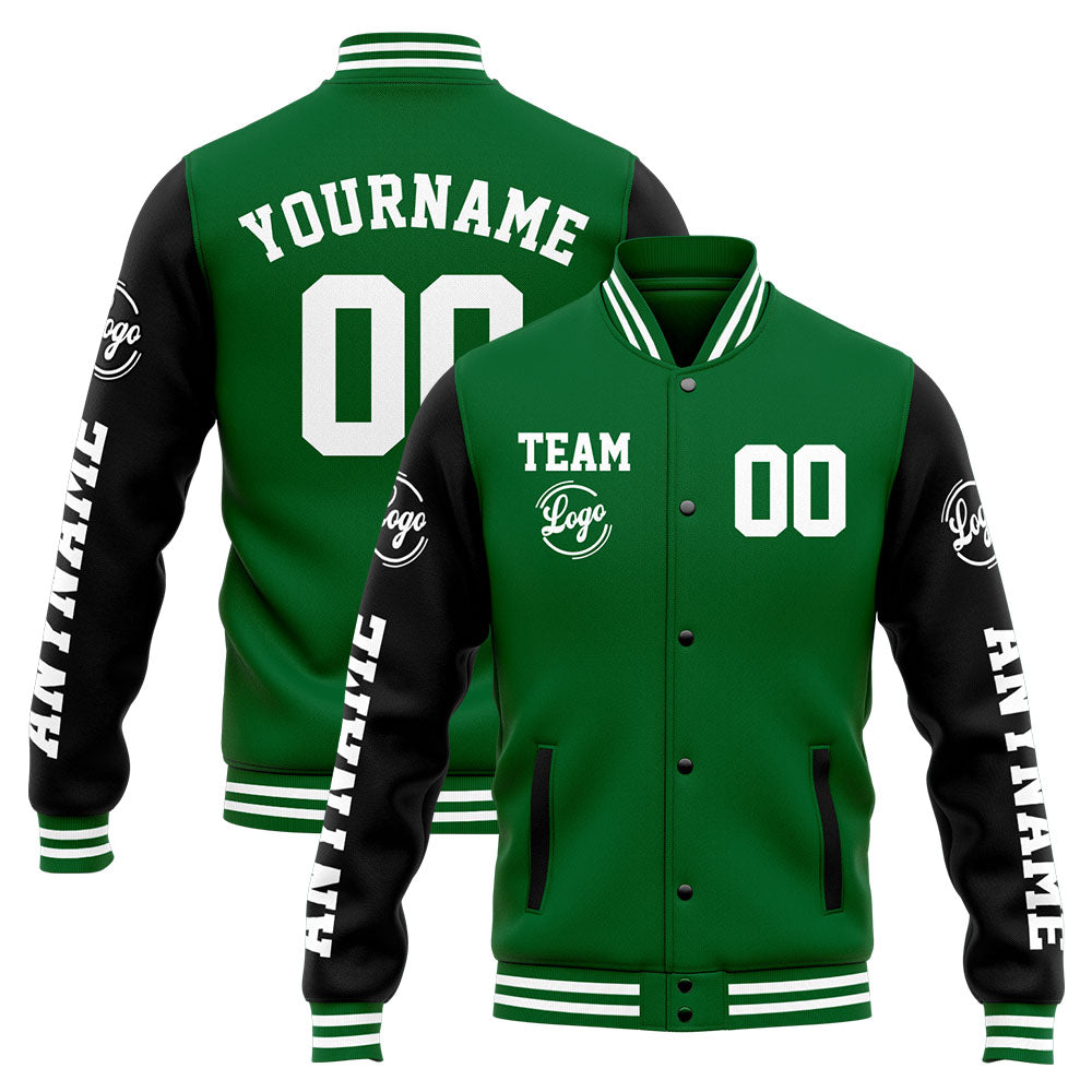 Custom Varsity Jacket Letterman Jacket For Men, Women And Youth Green Black