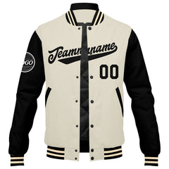 Custom Varsity Jacket Letterman Jacket For Men, Women And Youth Black Cream