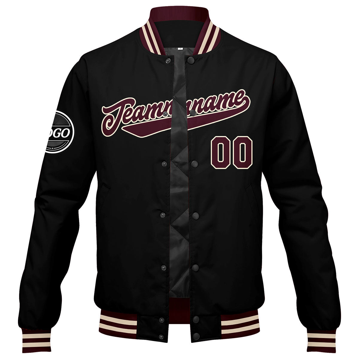 Custom Varsity Jacket Letterman Jacket For Men, Women And Youth Marroon Black