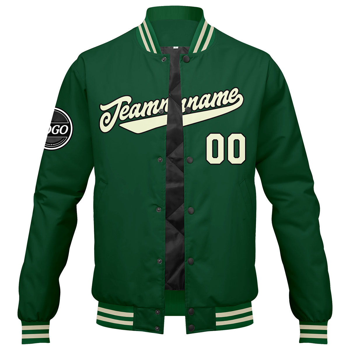 Custom Varsity Jacket Letterman Jacket For Men, Women And Youth Green Cream