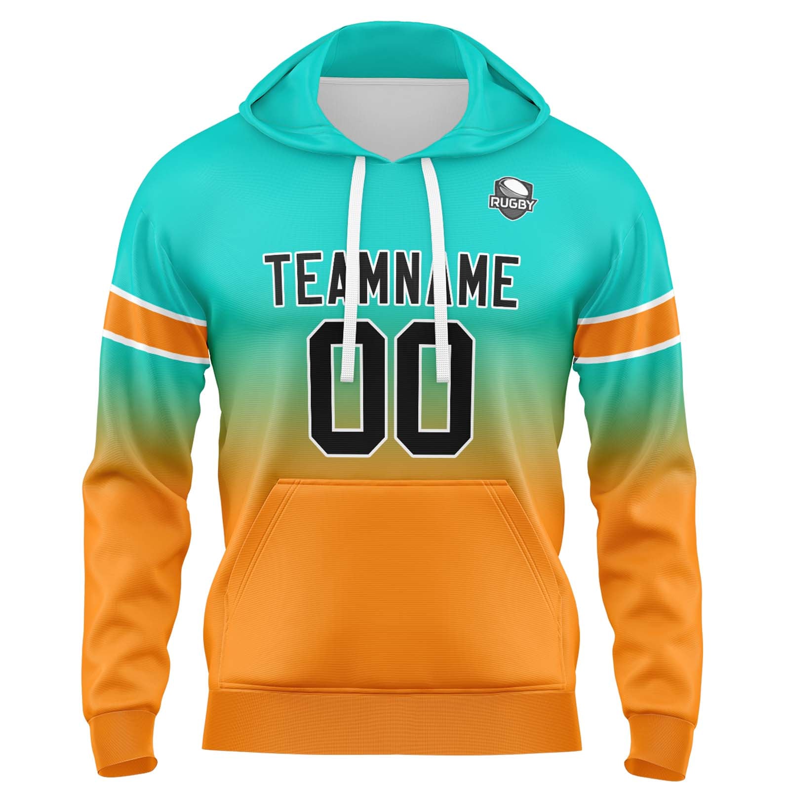 Custom Gradient Hoodie For Man Woman Girl Boy Print Your Logo Name Number Teal Orange